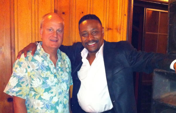Peter Morgan backstage with saxophonist Kim Waters